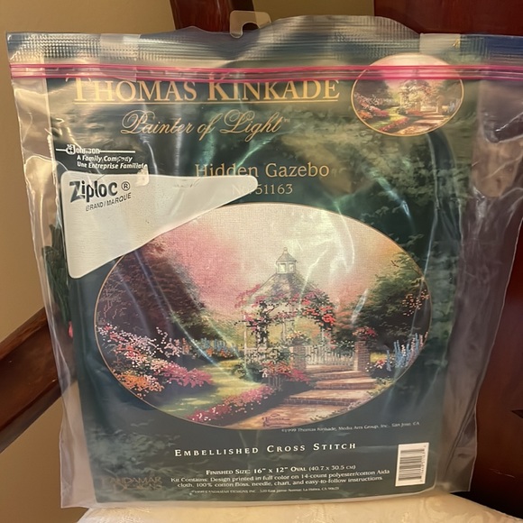 Thomas Kinkade Hidden Gazebo embellished cross stitch kit - Picture 2 of 4